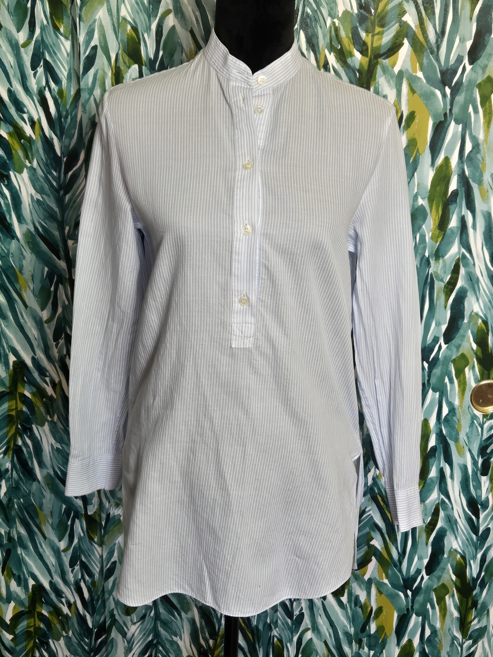 Acne Studios Galvin Stripe Popover Tunic Shirt Blue White 34 PSS16